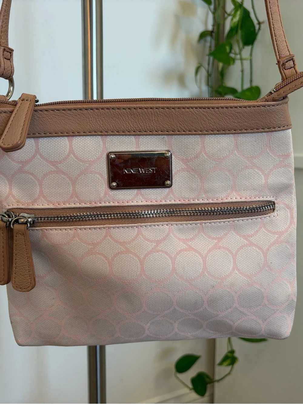 Nine West Pink Crossbody with Tan Trim